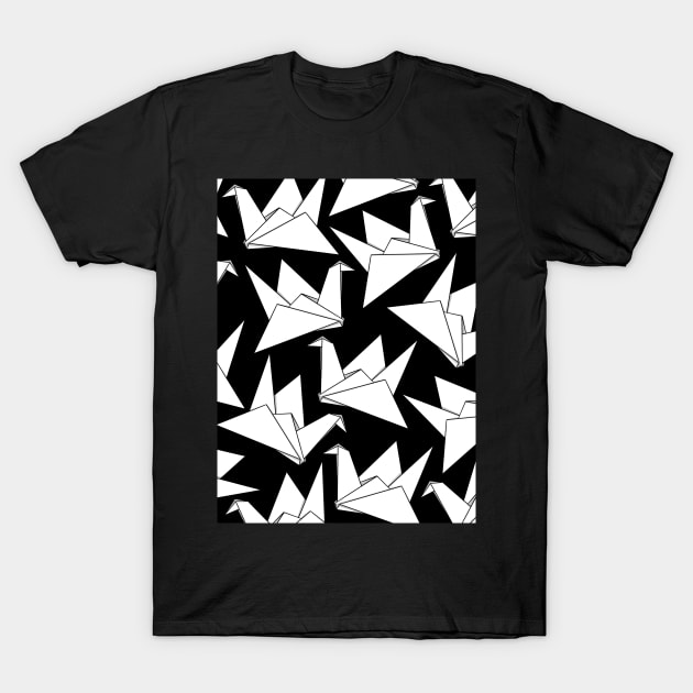 Origami Crane Black T-Shirt by Sketchbook ni Abi